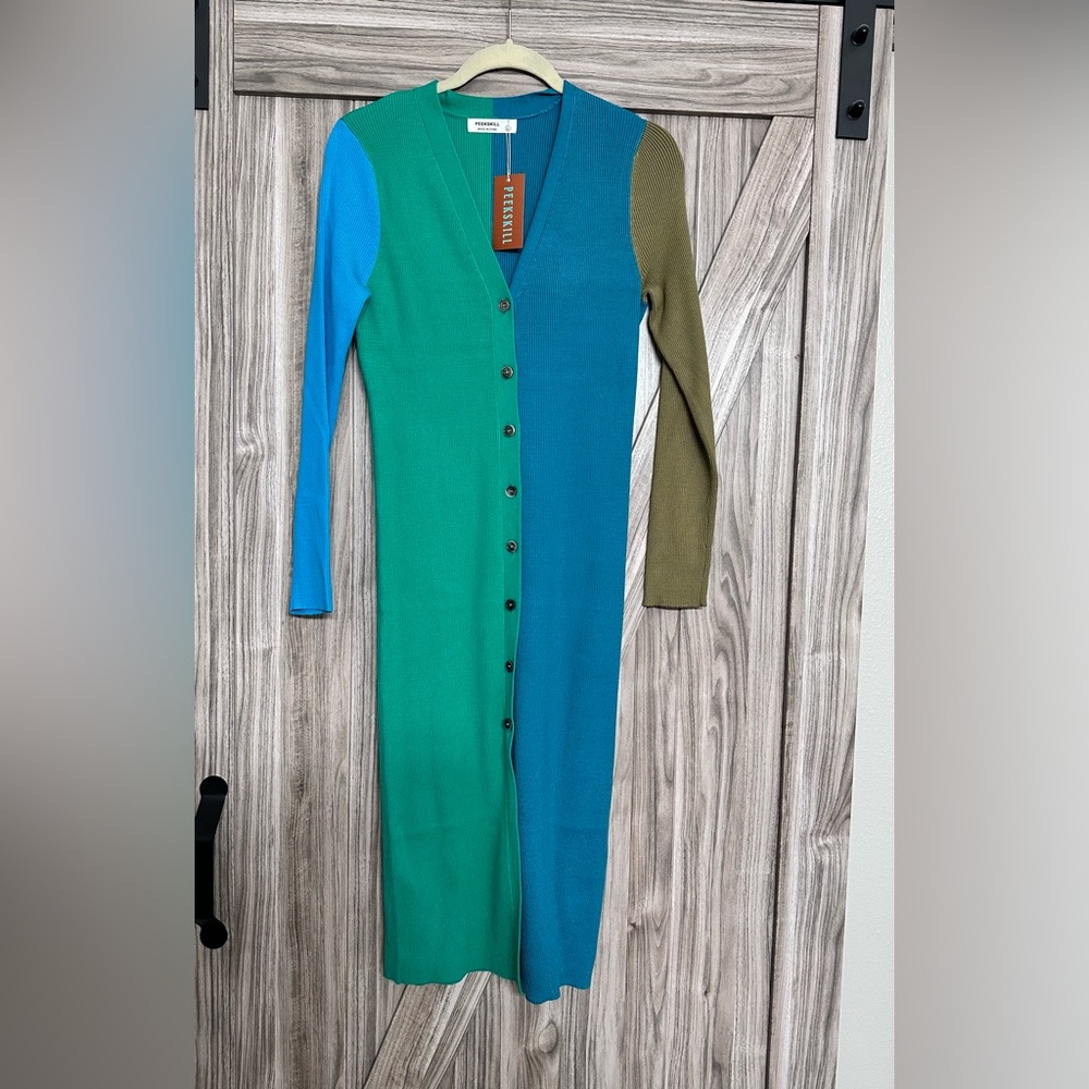 NWT Elegant Long Sleeve Colorblock Dress
